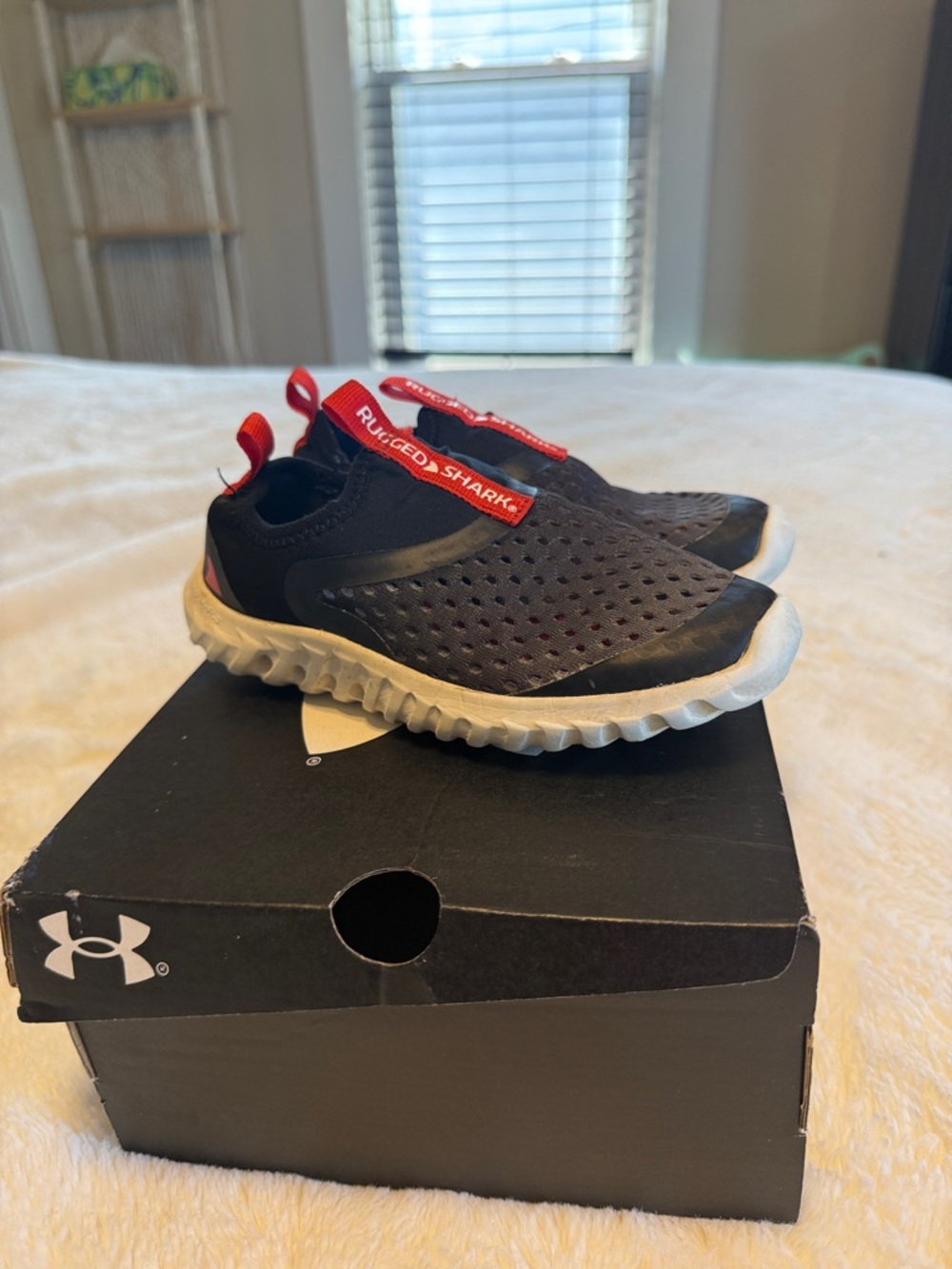 Kids Black and Red Slip-On Athletic Shoes